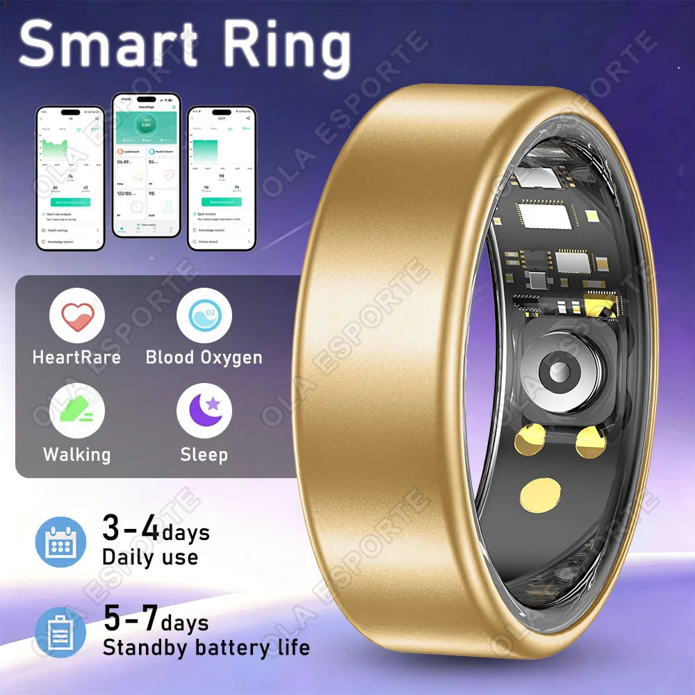 Multi-Functional Smart Ring Men Women Heart Rate Blood Oxygen Monitoring Waterproof Outdoor Smartring for Android Ios