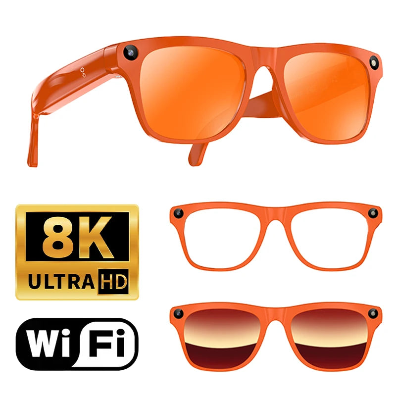 Smart Camera Glasses HD Video Recording Bluetooth Call AI Voice Assistant Outdoor Sports Sunglasses Wearable for Cycling