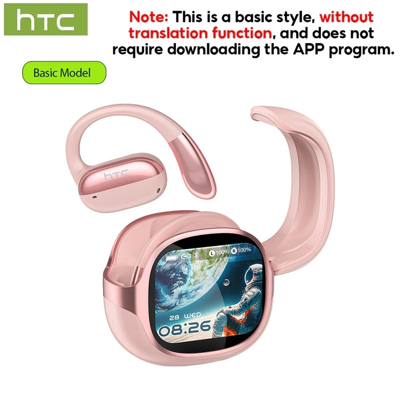 Wireless Earphones Bluetooth LED Touch Screen AI Translate Earbuds Hifi Sound HD Call Headphones Bone Conduction