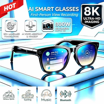 Smart Camera Glasses HD Video Recording Bluetooth Call AI Voice Assistant Outdoor Sports Sunglasses Wearable for Cycling