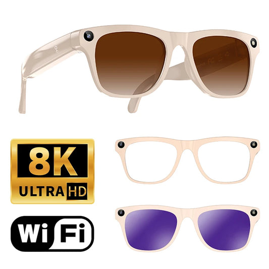 Smart Camera Glasses HD Video Recording Bluetooth Call AI Voice Assistant Outdoor Sports Sunglasses Wearable for Cycling