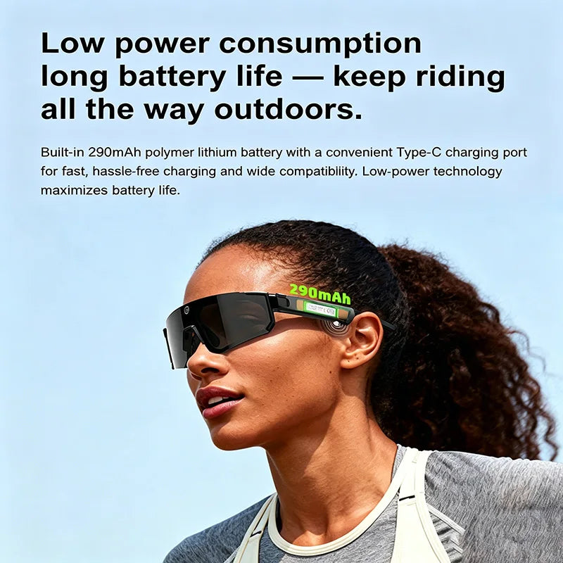AI Smart Glasses Camera Recording anti Shake Windproof Goggles for Bicycle Riding Outdoor Cycling Sports