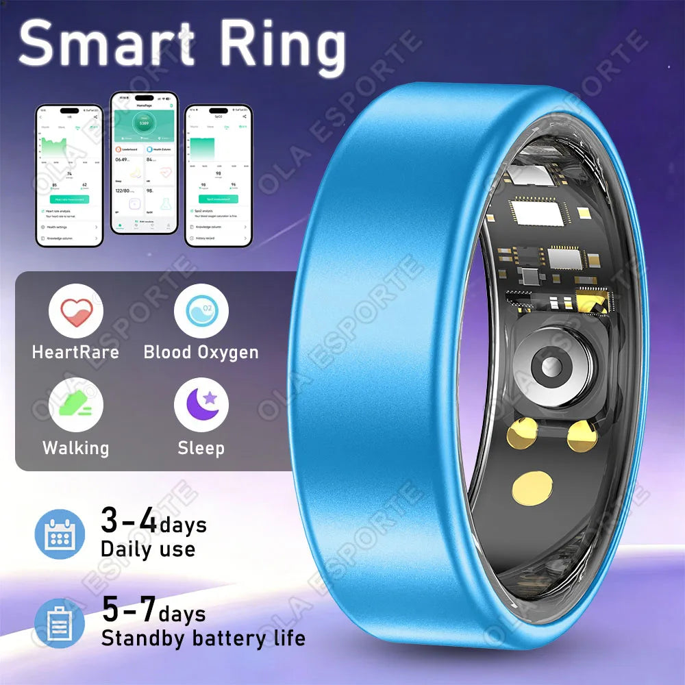 Multi-Functional Smart Ring Men Women Heart Rate Blood Oxygen Monitoring Waterproof Outdoor Smartring for Android Ios