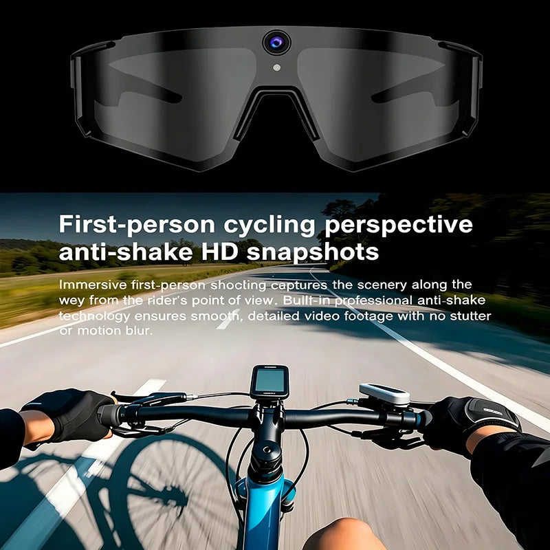 AI Smart Glasses Camera Recording anti Shake Windproof Goggles for Bicycle Riding Outdoor Cycling Sports
