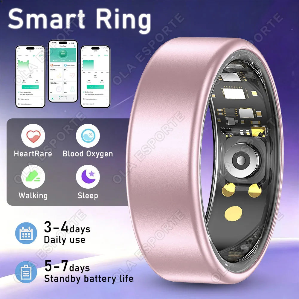 Multi-Functional Smart Ring Men Women Heart Rate Blood Oxygen Monitoring Waterproof Outdoor Smartring for Android Ios