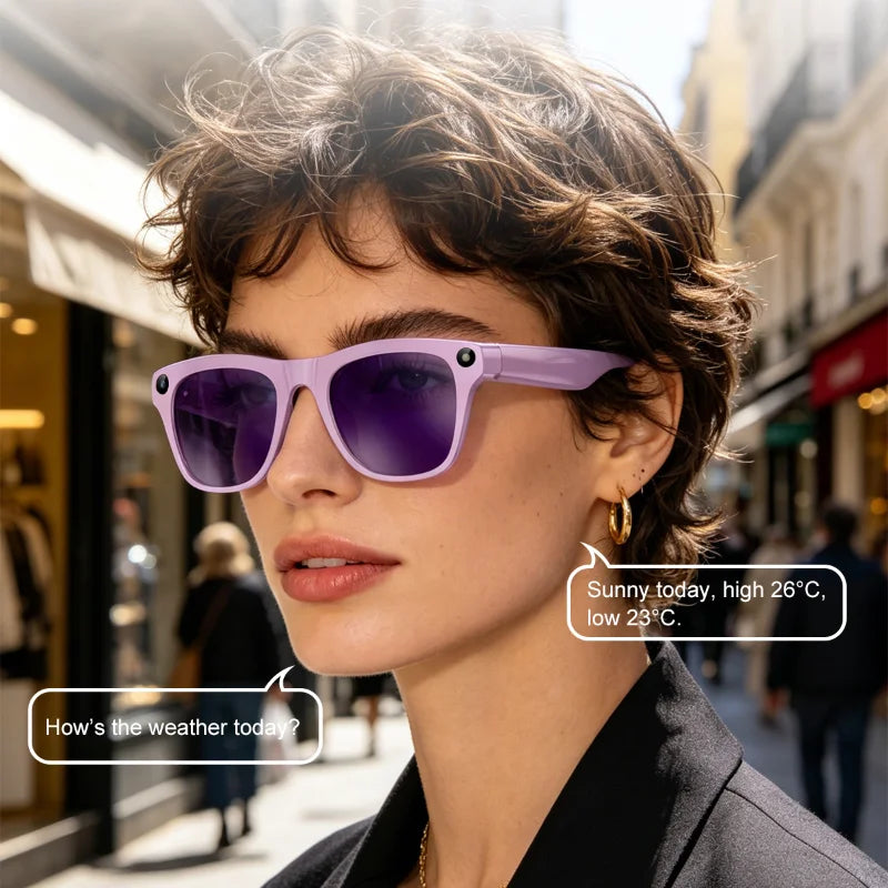 Smart Camera Glasses HD Video Recording Bluetooth Call AI Voice Assistant Outdoor Sports Sunglasses Wearable for Cycling