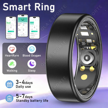 Multi-Functional Smart Ring Men Women Heart Rate Blood Oxygen Monitoring Waterproof Outdoor Smartring for Android Ios