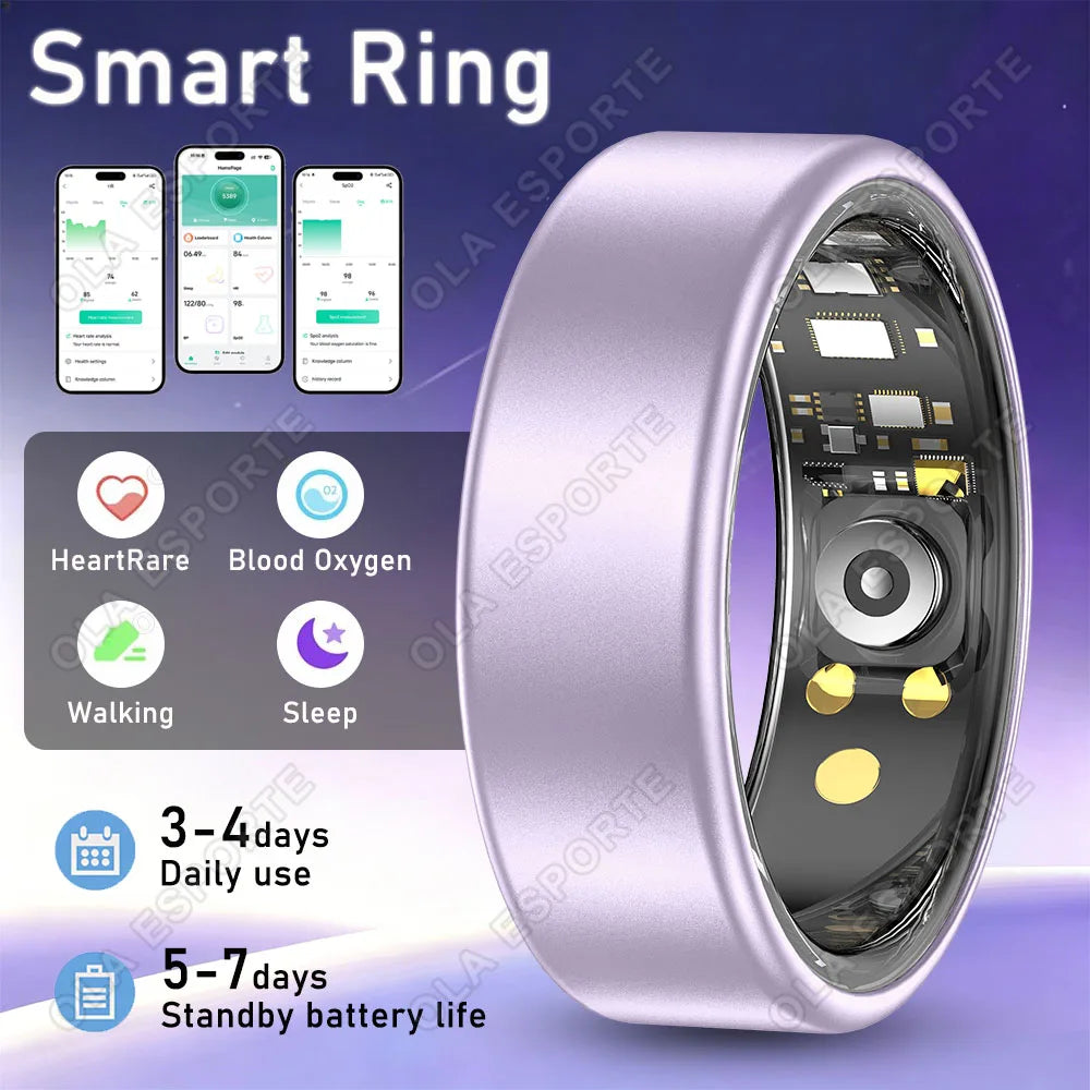 Multi-Functional Smart Ring Men Women Heart Rate Blood Oxygen Monitoring Waterproof Outdoor Smartring for Android Ios