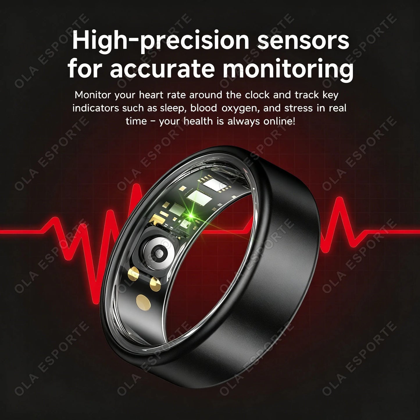 Multi-Functional Smart Ring Men Women Heart Rate Blood Oxygen Monitoring Waterproof Outdoor Smartring for Android Ios